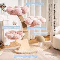 Grand arbre à chat classique moderne en bois, design luxueux et confortable avec motif floral, résistant aux griffures, pour usage intérieur, thème Halloween