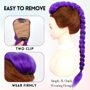 Rumi - Peluca trenzada morada con cola de caballo para niñas de 8 a 13 años, alambre resistente a altas temperaturas, accesorio de disfraz juvenil y dulce para cosplay - Product Image 2