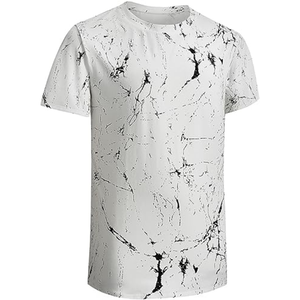 T-shirt décontracté uni pour homme en tissu tricoté polyester, manches courtes, coupe classique, anti-boulochage, style streetwear - Product Image 5