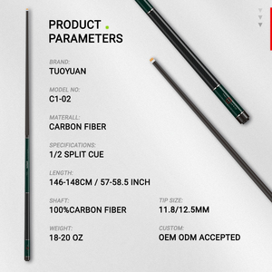 Queue de billard en fibre de carbone la plus vendue en stock 2026 - Queue professionnelle de billard et de snooker, fût à faible déviation, conception 2-en-1 pour le <span class=keywords><strong>break</strong></span> et le jump - Product Image 2