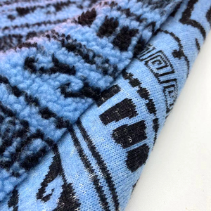 Cómodo polar <span class=keywords><strong>azul</strong></span> bohemio diseño 100% poliéster tejido 350gsm impreso Sherpa tela polar para chaquetas de invierno - Product Image 2