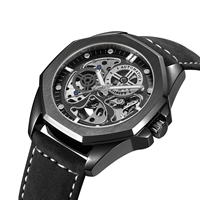 Montres squelette creux haut de gamme en cuir véritable avec logo personnalisé montres Reloj mécaniques étanches de luxe pour hommes montres de poignet pour hommes