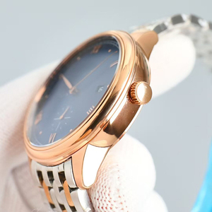 Reloj de Lujo para Hombre, Mecánico Automático, de Primera Calidad, Dos Tonos, Oro Rosa y Azul, Esfera con Números Romanos, Segundero Pequeño, Fecha, Luz Nocturna - Product Image 3