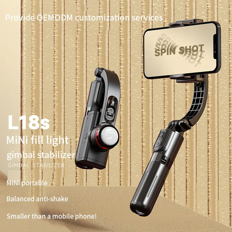Luce di riempimento Mini stabilizzatore Gimbal Wireless Selfie Stick treppiede Wireless portatile remoto Tiktok V-log Live streaming l18