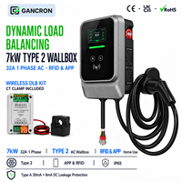 Borne de recharge EV avec fonction d'équilibrage dynamique du chargeur (DLB), 7 kW AC monophasé, Type 2, Wallbox 32A, avec application RFID, pour usage domestique