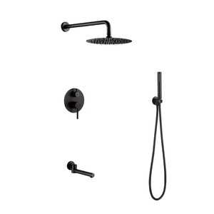 Ensemble de douche mural dissimulé en laiton contemporain de 8, 10, 12, 16 pouces avec mitigeur et pommeau de pluie pour hôtels - Product Image 1