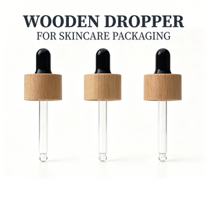 Vietnam WeWood Wooden <b>Dropper</b> Ready for Branding Glass Pipette Black Rubber Teat Natural Wood Collar Essential Oil <b>Bottle</b> Cap - Product Image 1