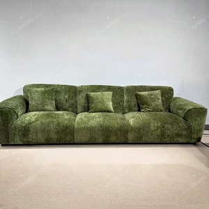 Sofá Seccional Modular Reclinable Convertible Tapizado en Chenilla Verde Moderno Sans de 3 Plazas para Apartamento, Parque, Escuela, Villa - Product Image 3