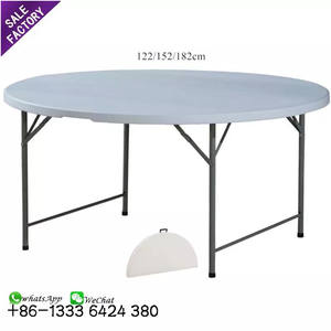 Sino Perfect Heavy Duty <b>6Ft</b> White Round Foldable <b>Table</b> 72 Inch Plastic Party <b>Folding</b> Wedding Banquet Round <b>Tables</b> for Events - Product Image 2