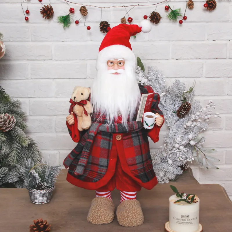 Regalo babbo natale decorazione fatta a mano figurina di babbo natale ornamenti di buon natale bambola in piedi 45cm natale babbo natale