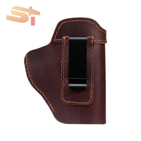 SIKE Sarung Pistol Taktis Luar Ruangan Tahan Aus dari Kulit Sapi, Sarung Pistol Portabel, Sarung Pistol Luar Ruangan, Tak Terlihat