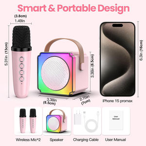 Baffe e microfono Mini Baffe e microfono portatile senza fili per bambini Karaoke suoni altoparlanti Stereo poco con microfono - Product Image 4