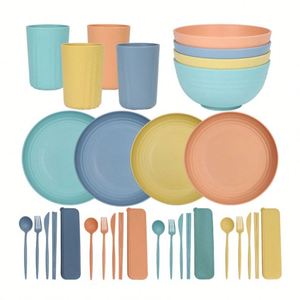 Juego de Vajilla Personalizado en Oferta, 28 Piezas/Juego, Recipientes para Alimentos para Niños, Juego de Vajilla de Paja de Trigo - Product Image 2