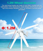 Générateur éolien 12V 24V 48V, générateur éolien 800W à 3 pales avec contrôleur éolien MPPT, kit générateur éolien