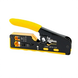 <b>Wire</b> Crimper 6P 8P Cat7 Cat6a Front Entry Steel Industrial <b>Crimping</b> <b>Tool</b> With Soft Grip Handle - Product Image 1