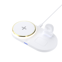 Chargeur sans fil 4 en 1 15W pour téléphone, montre, écouteurs avec sortie USB, lumière ambiante LED, station de charge de bureau