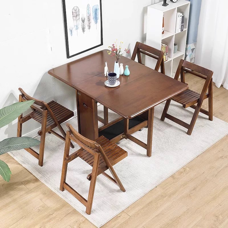 Walnut-colored [One Table and Four Chairs] - A Choice for 80 Families
