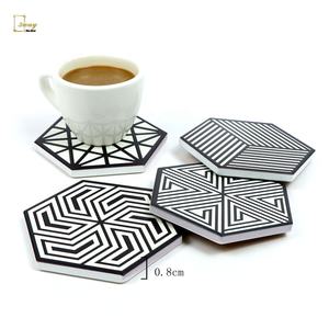 Ensemble de sous-verres en céramique hexagonaux pour table de cuisine, impression tactile en relief personnalisée de <span class=keywords><strong>mandala</strong></span>, pour le thé, le café et les boissons - Product Image 2