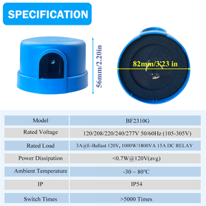 Interrupteur photoélectrique automatique CNRIYA BF-2310G 3A avec verrouillage rotatif jour/nuit 105-305V IP66 ON166Lux OFF/ON2:1 5S/10S - Product Image 2