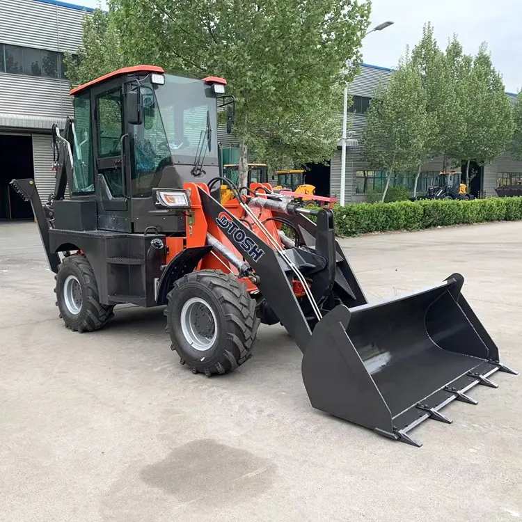 TOSH 4X4 Small Farm Excavator Digger Backhoe Loader 4 in 1 Bucket for Sale