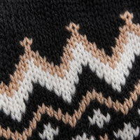 Robe Courte Femme Chic et Tendance en Maille Mélange Viscose à Col Rond et Manches Longues, Motif Flocon de Neige Fair Isle, Personnalisable avec LOGO, Noire, Automne Hiver