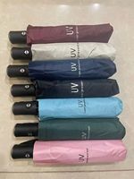맞춤형 로고 방수 완전 자동 접이식 우산, UV 차단 블랙 코팅 190T 나일론 원단-선물용 커버 포함