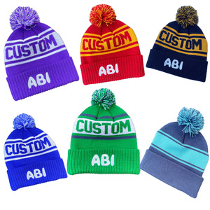 Bonnet tricoté chaud pas cher en gros pour hommes, femmes et couples, motif jacquard personnalisé, nœuds, carreaux, broderie 3D, casquette d'hiver contre le froid - Product Image 1