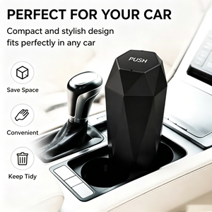 Mini Basurero para Auto con Tapa, Contenedor de Basura Compacto con Botón de Presión de <span class=keywords><strong>ABS</strong></span> para Organizar el Interior del Vehículo - Product Image 3
