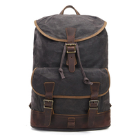 Sac à dos vintage en toile cirée robuste pour homme, sacoche pour ordinateur portable 15,6 pouces, sac à dos de voyage décontracté et tendance