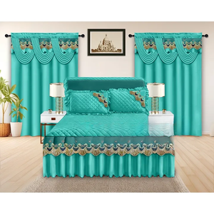 5 Piece Quilted Bed Skirt Set With <strong>Valances</strong> Luxury Lace Embroidery Bed Skirt Bed <strong>Sheets</strong> Set <strong>King</strong> <strong>Size</strong> Bedding Set With Curtains - Product Image 2