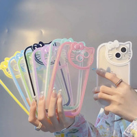 Coque de téléphone transparente rose à motif chat avec nœud papillon pour iPhone 17 Air 16 E 15 14 13 12 11 Pro Max pour femmes et filles – Étuis mignons