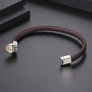 Bracelet en cuir noir laser pour homme avec fermoir magnétique, logo personnalisé, bracelets tendance pour bijoux masculins - Product Image 3