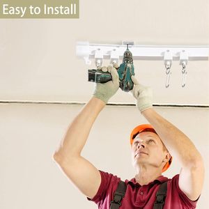 CF Plastic Flexible PVC Bendable Window Bath Shower Curtain <strong>Rail</strong> <strong>Hooks</strong> Set <strong>for</strong> Bathroom Sliding Divider Ceiling Curtain Track - Product Image 5