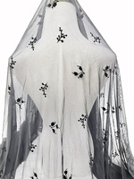 Tissu de dentelle usine en gros doux élastique troupeau tulle robe de soirée tissu