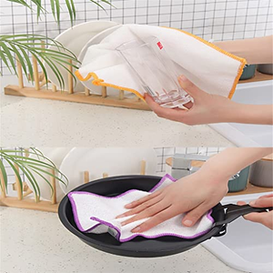Serviettes en bambou absorbantes à double couche, antibactériennes, pour la cuisine, lavables, épaisses, réutilisables, chiffons de nettoyage en microfibre - Product Image 4