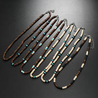 Nuevo collar Retro de cuentas de concha de Coco para hombre, collar de Surf, collares de cuentas de madera hechos a mano