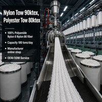 Fil de polyester 100% vierge en fibres filamentaires, 80 ktex, semi-terne, blanc brut, ignifuge, solide, pour la fabrication de fils et l'utilisation dans le béton