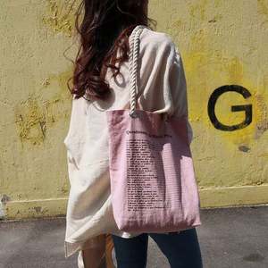 Sac fourre-tout en toile de coton imprimé personnalisé 2020 avec poignée en corde, longue sangle, recyclable pour le shopping, personnalisable - Product Image 2