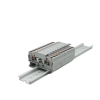 Borniers de connexion à ressort en laiton et plastique pour rail DIN, traversants, 24A, 800V, PA66, PT-2.5