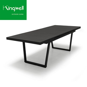 Ensemble de mobilier de jardin moderne pour patio, balcon, extérieur, cour et parc, comprenant chaise avec accoudoirs en aluminium et <span class=keywords><strong>teck</strong></span>, résistant à l'eau, et <span class=keywords><strong>table</strong></span> de repas pour 6 personnes - Product Image 5