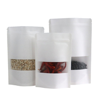 Sac en papier alimentaire avec fenêtre givrée, pochette à fermeture éclair autoportante, sac en papier kraft personnalisable