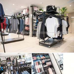 Magasin de vêtements fournitures de vente au détail supports d'affichage en métal en plastique avec fonction rotative tige de support d'affichage de vêtements à tenture murale - Product Image 3