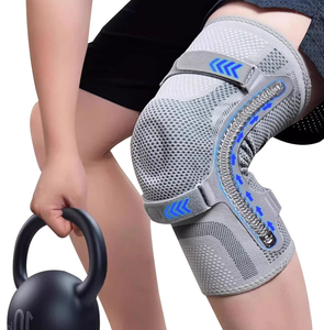 Genouillère de sport réglable pour le basketball, manchon de compression respirant avec coussinet en silicone et support à ressort - Product Image 1