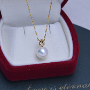 Wholesale 9-10mm Freshwater Round <b>Pearl</b> Pendant <b>Necklace</b> Strong Light Delicate S925 <b>Silver</b> with Openable Feature - Product Image 1