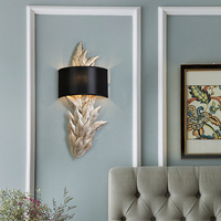 Applique murale de luxe en feuille d'or avec abat-jour en tissu noir, lampe murale décorative moderne pour chambre à coucher, salon, décoration intérieure