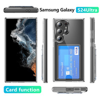 Casing Handphone Anti Benturan Bahan Akrilik Keras+TPU Transparan dengan Slot Kartu untuk Samsung Galaxy S21 S23 S24 S25 S26 Ultra