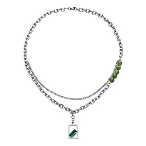Collana Classica alla Moda in Stile <span class=keywords><strong>Maschile</strong></span> e <span class=keywords><strong>Femminile</strong></span>, Semplice ed Elegante, in Pietra Naturale a Doppio Strato, Acciaio Inossidabile Placcato Oro 18K - Product Image 1