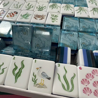 Büyük Boy Nakliye 7 Gün 160 Parça UV Dayanımlı Çevre Dostu Okyanus Temalı Mahjong Seti Deniz Kabuğu Yelkenli Tasarımlı Aqua Mermer Karolar