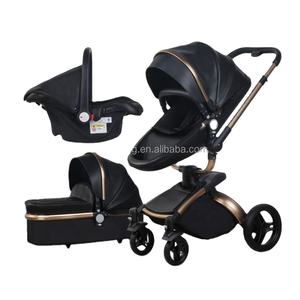 Poussette combinée 3 en 1 en cuir PU en forme d'œuf pour bébé, berceau, siège auto, <span class=keywords><strong>nacelle</strong></span>, poussette multifonction pour bébé - Product Image 3