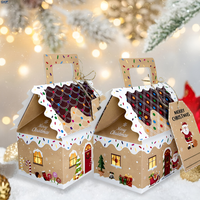 Cajas de Regalo Navideñas con Diseño de Casa de Jengibre, para Dulces y Galletas, Acabado Mate, Papel Kraft Reciclable, Empaque Festivo con Logotipo Personalizado